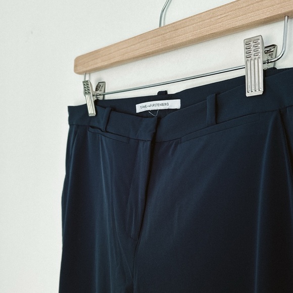 Diane Von Furstenberg Anabelle Poplin Trouser Pant Steel Blue - Size 6 - Picture 7 of 14